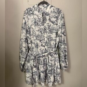 Commense Printed Dress - Blue & White